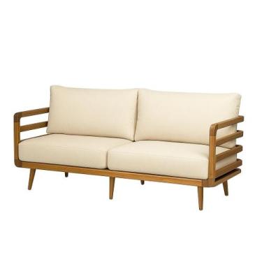 Imagem de Sofá em Madeira Jequitibá Modelo Nara Almofada Impermeável - NossaKasa