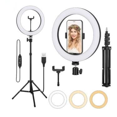 Imagem de Ring Light Iluminador Anel Luz 10 Polegadas com Tripé Ajustavel Praticidade iluminador Ring Premium (Kit Completo Ring Light+ Tripé)