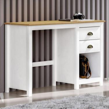 Imagem de Escrivaninha 110cm 2 Gavetas Home Office Lázio Branco/Freijó F07 - Mpo
