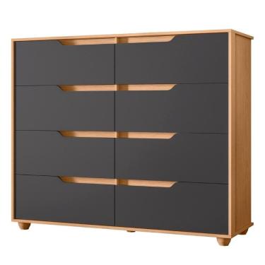 Imagem de Cômoda Para Quarto 8 Gavetas 136cm Doble Freijó-titanium - Albatroz