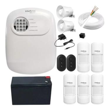 Imagem de Kit Alarme Profissional Intelbras 5 Sensores Infra PET, 2 Sirenes, 70m