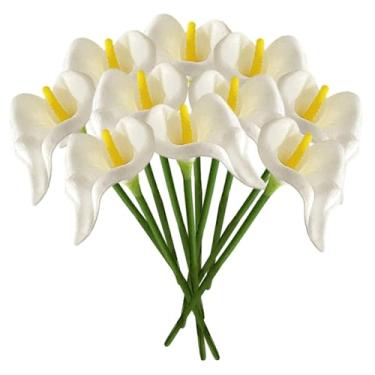 Imagem de 10 peças de flores artificiais de lírio de calla de 33 cm PU realistas para decoração de eventos de festa e jardim em casa