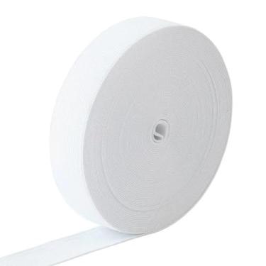 Imagem de Tovyzalg Faixa elástica para costura, cordão elástico plano de largura branca, faixas de malha para costura de cintura e cintura da calça, carretel de faixas elásticas para costura de cintura elástica