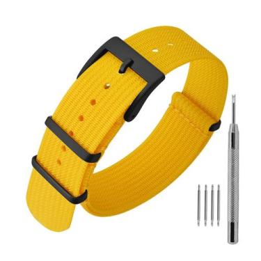 Imagem de Pulseira de relógio ANNEFIT Nylon 22 mm impermeável com fivela preta