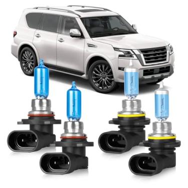 Imagem de OQSNCV Adequado para lâmpadas de farol de halogêneo Nissan Armada (2005-2015), farol alto 9005 + kit de lâmpadas de substituição de farol baixo 9006, pacote com 4