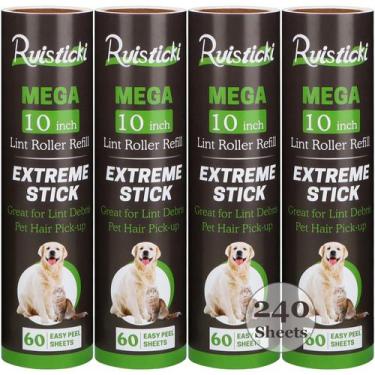 Imagem de Refil Lint Roller Ruisticki de 10 polegadas, pacote com 4, 240 folhas