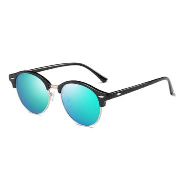 Imagem de Óculos de sol com proteção UV400 para homens e mulheres | Armação de metal com lentes degradê | Para direção e esportes ao ar livre, C03 Preto Verde