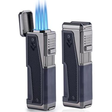 Imagem de Isqueiro TOMOLO Quadruple Jet Flame recarregável x2 preto