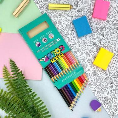 Imagem de 12 Lápis de Cor Multicolor Material Escolar