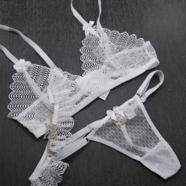 Imagem de Conjunto de lingerie sem bojo sexy com calcinha fio e persex - Conjunt