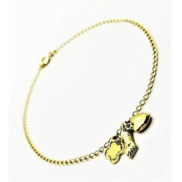 Imagem de Tornozeleira Patuá Figa Trevo Pimenta Banho De Ouro 18k 2310 - Très Ch