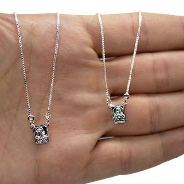 Imagem de Escapulário Nossa Senhora Do Carmo Banhado A Prata 925 P - Papillon Se