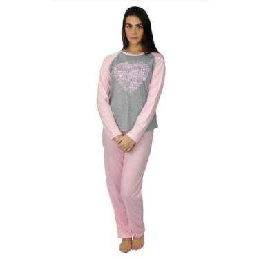 Imagem de Pijama Longo Leve Blusa Comprida Inverno Estampado Feminino - B2T, Cin