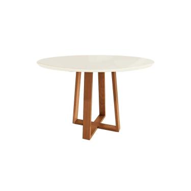 Imagem de Mesa de Sala Jantar Elma Madeira Maciça c/ Tampo Madeirado c/ Vidro 105x105cm Carvalho/...