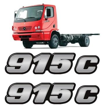Imagem de Kit Emblemas 915 C Mercedes Benz Adesivo Caminhão Lateral - SPORTINOX,