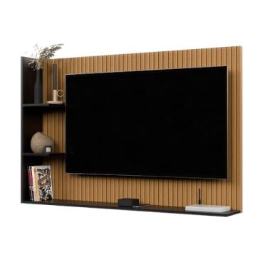 Imagem de Painel Para TV 50 Polegadas Sala/Quarto Nicho Prateleira Berlim (Ripado/Preto)