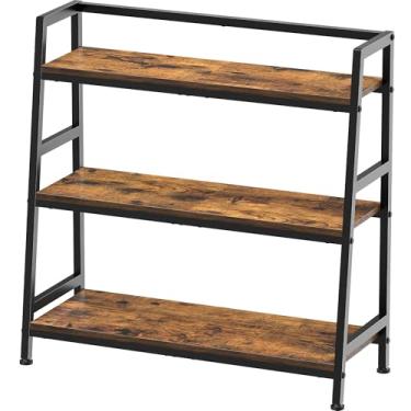 Imagem de Estante de livros de 3 camadas, prateleira de escada de 79,8 cm de largura, prateleiras de pé, estante industrial com moldura de aço, estante pequena de metal, para sala de estar, escritório em casa