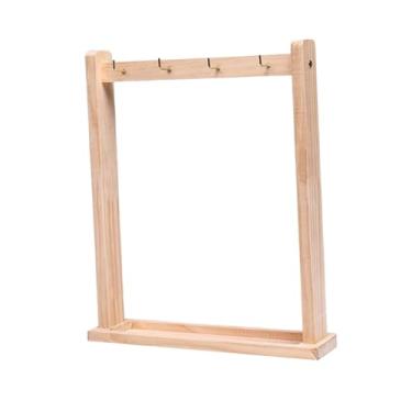 Imagem de Almencla Suporte para sinos de vento com 4 sinos, fácil de montar, suporte de madeira para pendurar, para sinos para chaveiros, colares, mesa, quarto