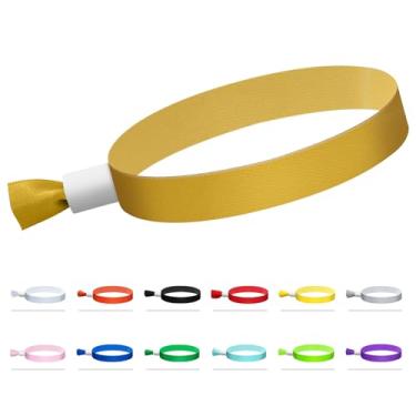 Imagem de Green-Power America 100 peças de pulseira de evento de pano, pulseiras coloridas sem logotipo resistente, adequada para alça de pulso de show leve para atividades, festas (cor: ouro)