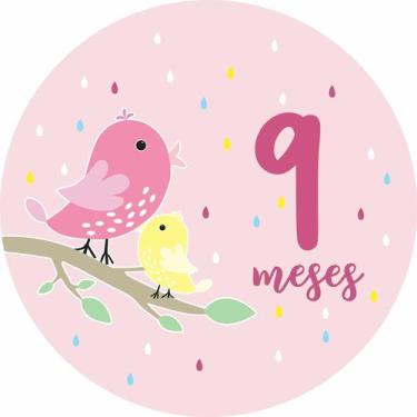 Imagem de Painel de Lona Redondo Mesversário Aniversário de 9 Meses Menina - Fab