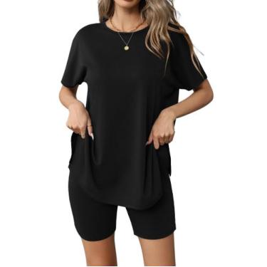 Imagem de Conjunto de pijamas Ekouaer, roupa esportiva feminina, de manga curta,