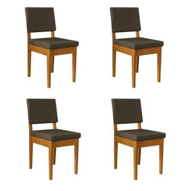 Imagem de Kit 4 Cadeiras 100% Madeira Maciça Encosto e Assento Estofado Miami - 