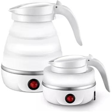 Imagem de Chaleira Elétrica Dobrável 110V Portátil para Viagens, Compacta, Ferve Água Rápido, Leve, Aquecimento Rápido, Design Dobrável para Camping, Escritório e Casa BRANCO