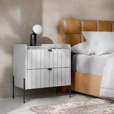 Imagem de Mesa De Cabeceira Madeira Mdf 60cm Quarto Casal Pés Preto - Aprire Móv