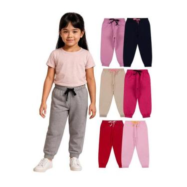 Imagem de Kit 3 Calça Moletom Infantil Menina Peluciada Feminino com Punho em Ri