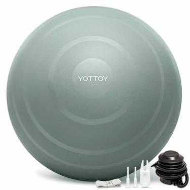 Imagem de YOTTOY Bola de exercício anti-explosão para malhar, bola de ioga para gravidez, bola de treino extra grossa para fisioterapia, fitness com bomba (verde)