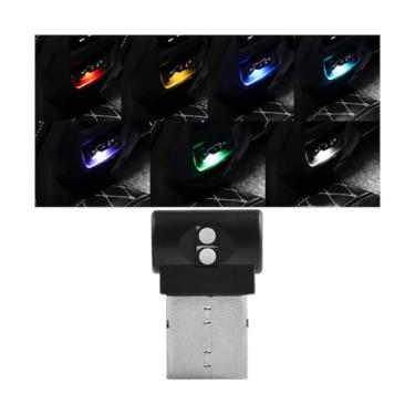 Imagem de Mandark Lâmpada LED USB para atmosfera interior de carro, luz ambiente portátil para mini veículo, interface plug-in acessórios de iluminação noturna interior automotiva, universal para SUV, Sedan,