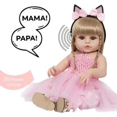 Imagem de Bebe Reborn de Silicone Menina Loira Bailarina Fala e Chora - Cegonha 