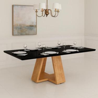Imagem de Mesa de Jantar Retangular 160x80 Com Tampo de Vidro Temperado Pés Mode