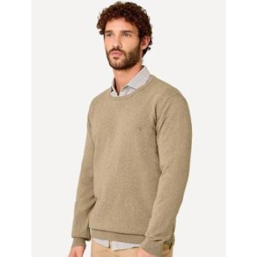 Imagem de Suéter Dudalina Masculino Tricot Crewneck Melange Cotton Cáqui-Masculino