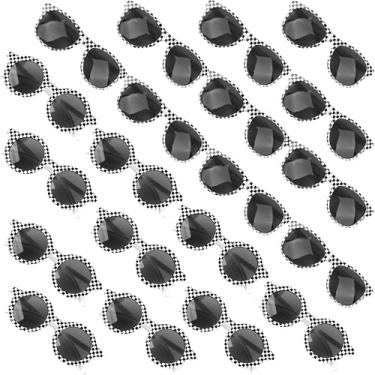 Imagem de 20 peças de óculos de sol xadrez de carro de corrida, armação branca, preta, xadrez, lembrancinhas de festa para tema de corrida, artigos de aniversário, presentes