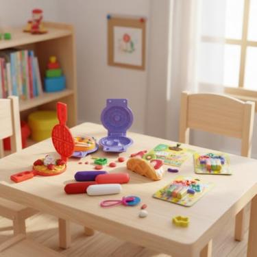 Imagem de Kit de Massinha de Modelar Infantil com Moldes de Comida 3 Peças Multicolorido (Doces)