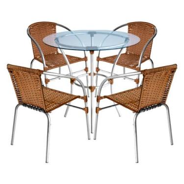 Imagem de Conjunto Pool Mesa e 4 Cadeiras Alumínio Fibra Área Gourmet Acesse Móv