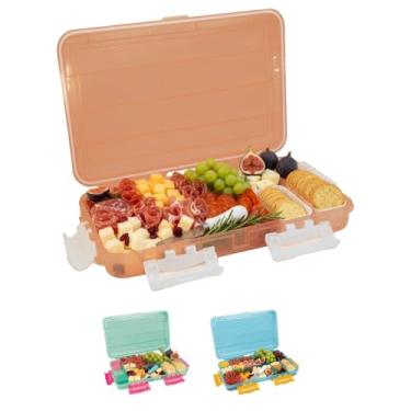Imagem de SubSafe Caixa de equipamentos à prova d'água segura para charcutaria mantém lanches frescos e secos em movimento - A caixa de lanches é perfeita para a praia e festas - livre de BPA - Peach Fizz -