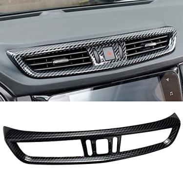 Imagem de XITER Acabamento da tampa da saída do ar condicionado do console central ABS para Nissan Rogue 2014-2020 Rogue Sport 2017-2022 acessórios adesivos de acabamento do painel de controle central - fibra de carbono