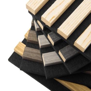 Imagem de Art3d Pacote com 5 painéis acústicos de madeira para parede, painel de ripas de madeira à prova de som para parede e teto - 5 cores, 15 x 12 cm