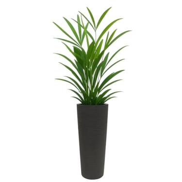 Imagem de Vaso De Planta Grande Coluna Ibiza Decorativo Luxo Moderno Texturizado (PRETO)