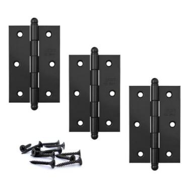 Imagem de Kit 3 Dobradiças Para Porta Preto Fosco Stam Com Parafusos