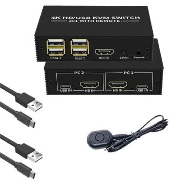 Imagem de Chaveador Switch Kvm 2 Portas 4K Hdmi Mouse Teclado Monitor - Knup
