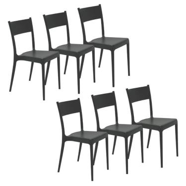 Imagem de Kit 06 Cadeira Diana Eco em Polipropileno Preto Tramontina