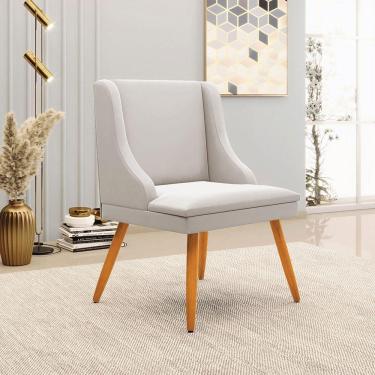 Imagem de Cadeira Decorativa Sala De Jantar Pés Palito De Madeira Firenze Veludo Cinza/natural G19 - Gran Belo