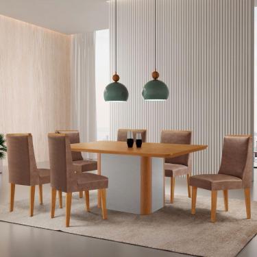 Imagem de Mesa De Jantar Isadora 180cm Tampo Mdf Laminado Tork Naturale Off White