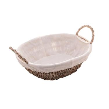Imagem de Cesto Organizador Oval Em Sisal Com Forro Em Tecido 31,5x12,5cm Wolff