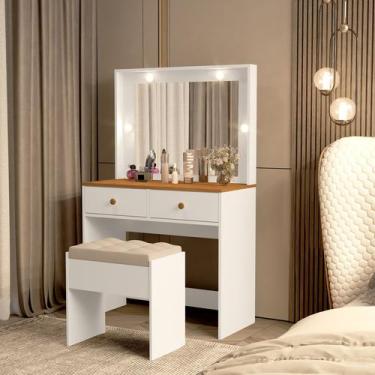 Imagem de Penteadeira Organizadora Com 2 Gavetas 100% MDF Banqueta Grátis Black 