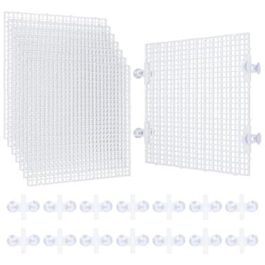 Imagem de BENECREAT 8 peças divisórias de plástico para aquário com 16 ventosas, placa de grade de isolamento de aquário de 29 x 29 cm para separar peixes diferentes, branca