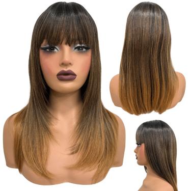 Imagem de Peruca lisa repicada com franja 45cm orgânica premium